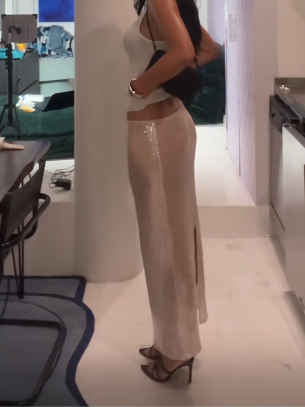 Edikted Sheer Light Pink Sequin Maxi Skirt - Low Waist as Seen on TikTok